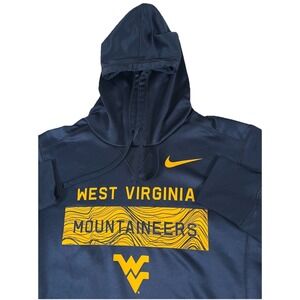 Nike Therma-Fit West Virginia Mountaineers WVU Blue Hooded Sweatshirt Men's S‎